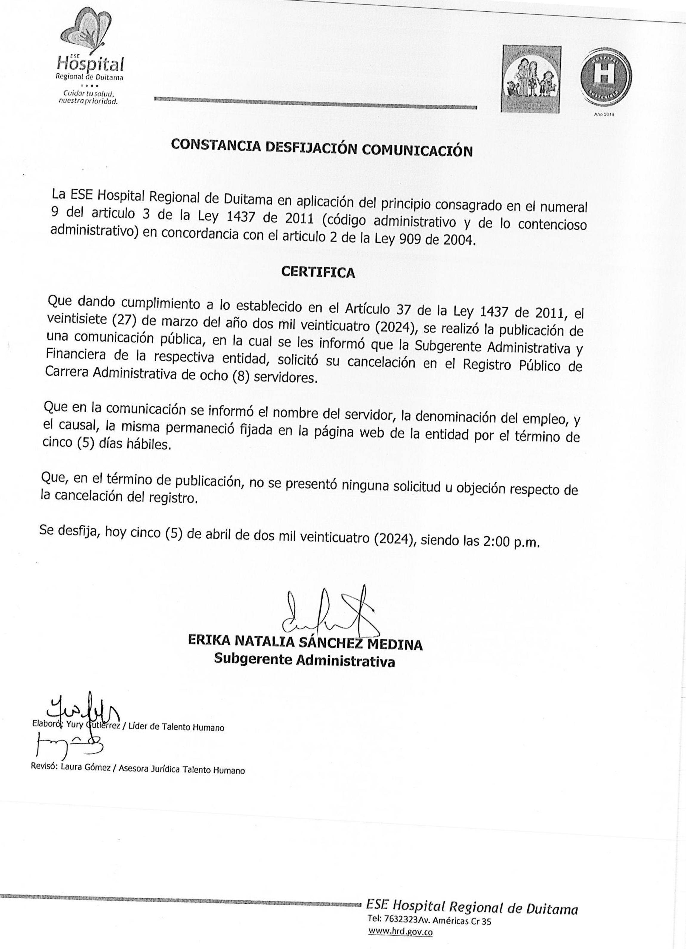 AVISO FIJACIÓN CANCELACIÓN RPCA 1