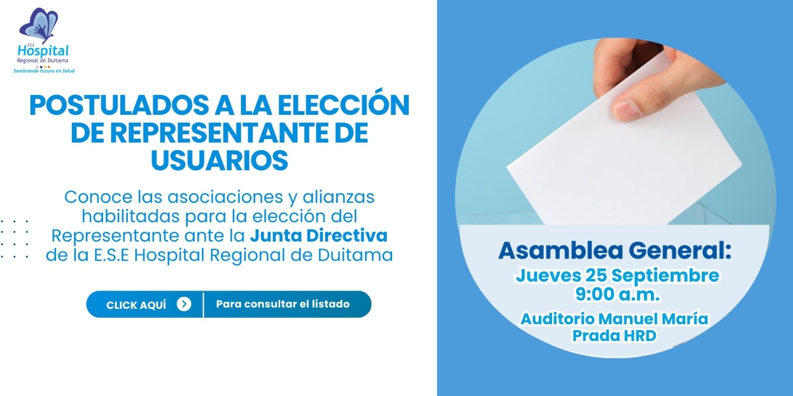 Lista de postulados a la elección de  representantes de usuarios.